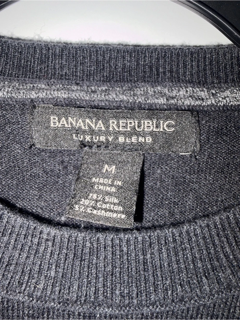 Banana Republic Men’s Crewneck Sweater in Black with Gray Stripe